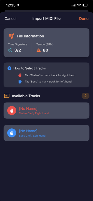 iPhone - Import MIDI